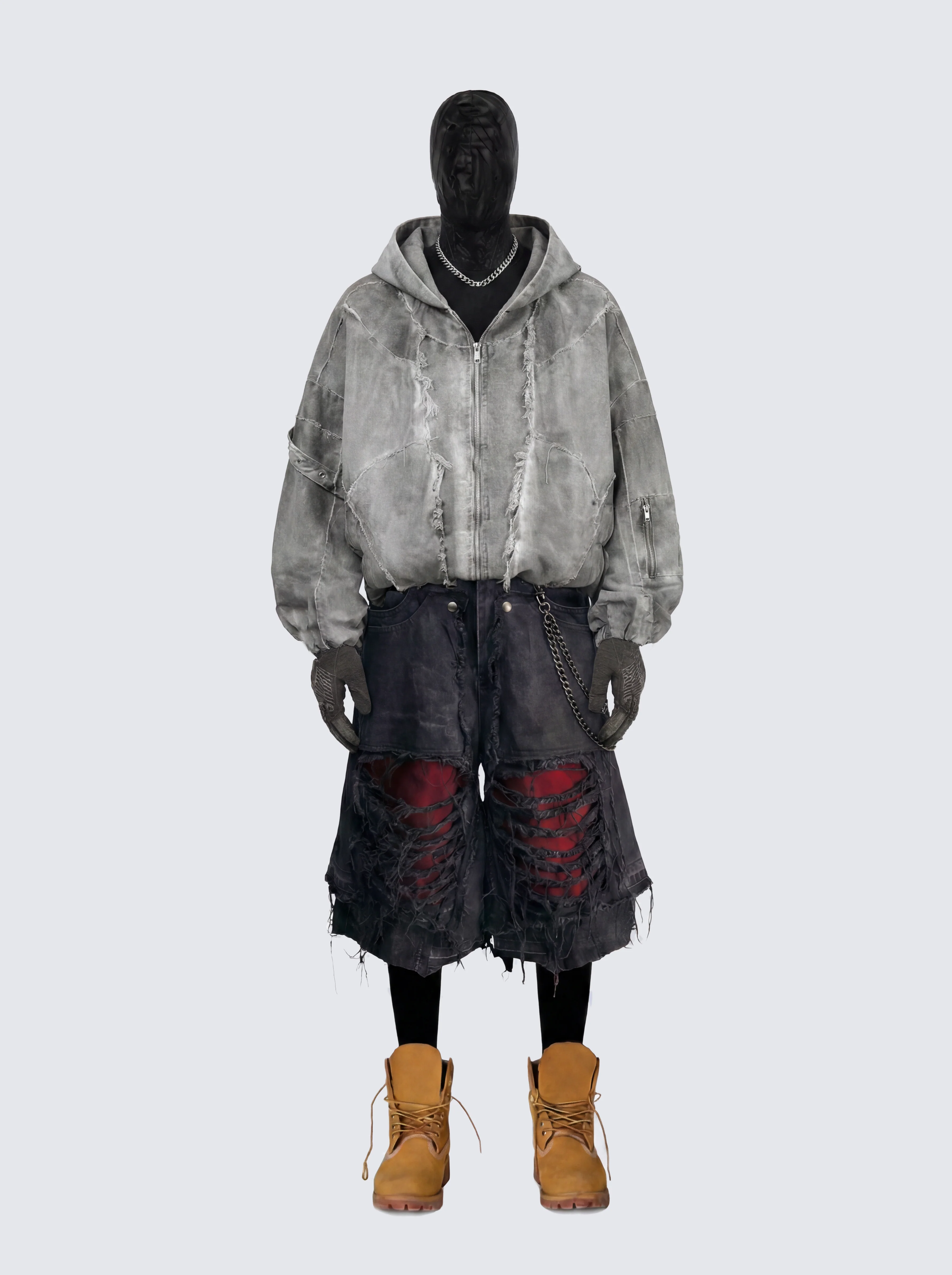 Distressed Patchwork Washed Zip Jacket - Image 2