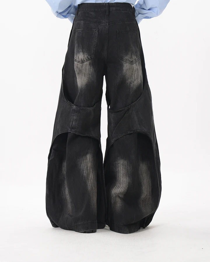 Distressed Patchwork Wide-Leg Jeans - Image 5