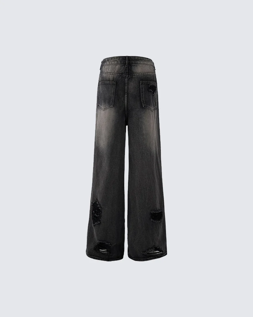 Distressed Ripped Black Denim Pants - Image 4