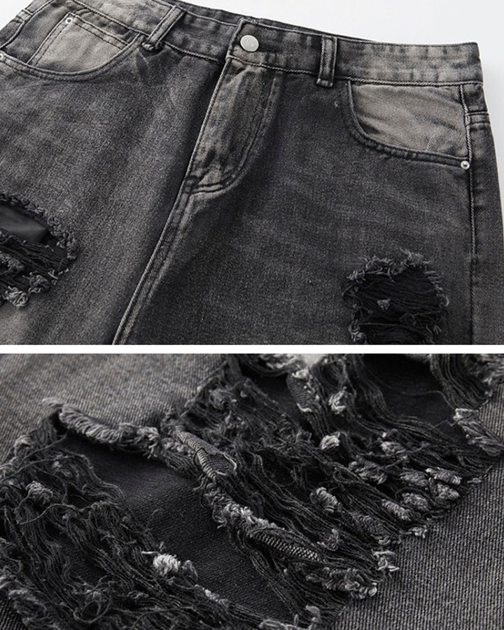 Distressed Ripped Black Denim Pants - Image 8
