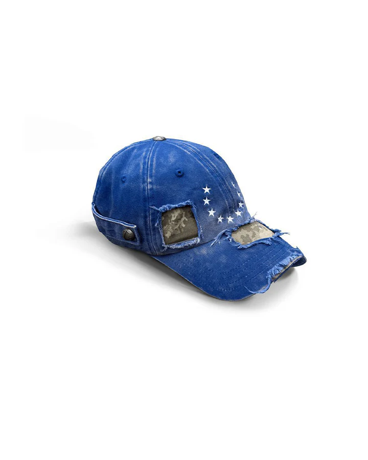 Distressed Washed Denim Baseball Cap - Image 4