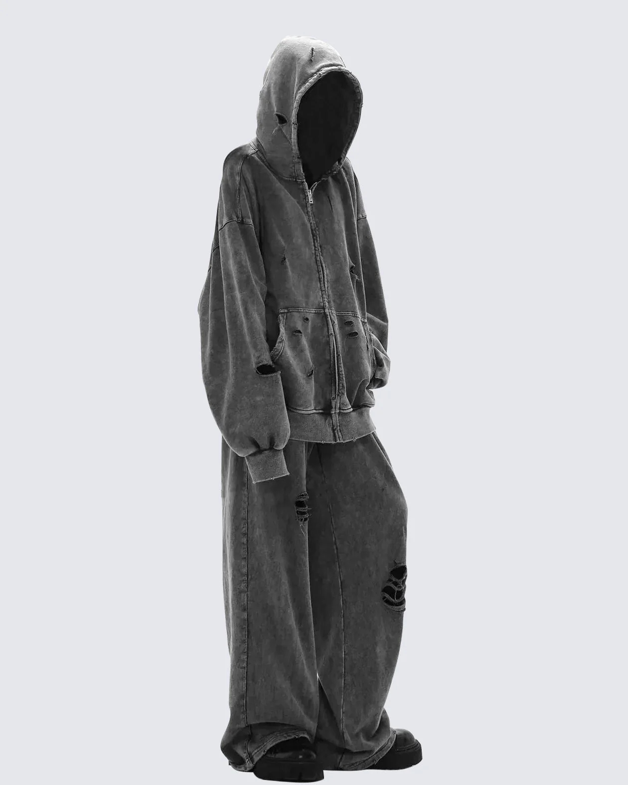 Distressed Washed Wide-Leg Sweatpants - Image 2