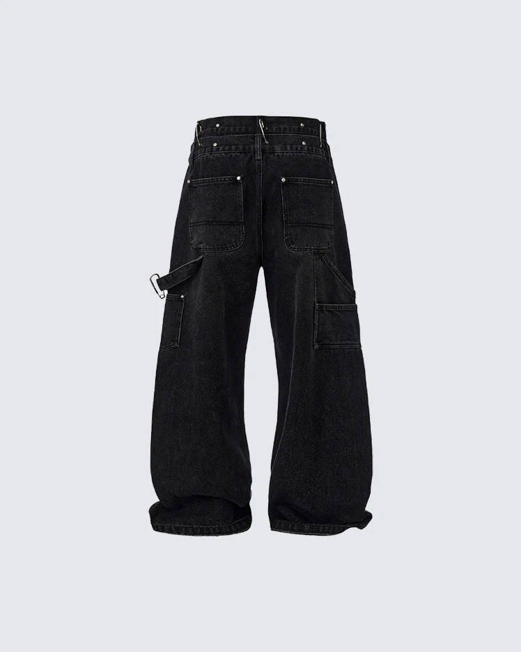 Double-Waist Heavy Patchwork Denim Pants - Image 8