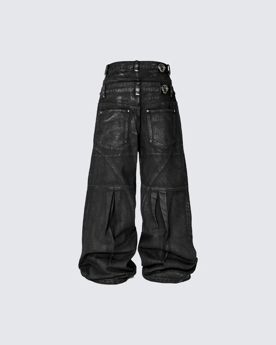 Double Waist Silver Wash Baggy Street Pants - Image 4