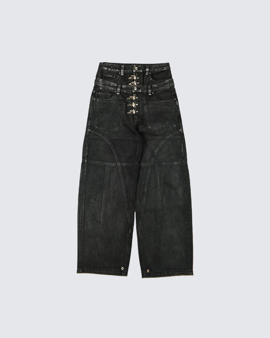 Double Waist Silver Wash Baggy Street Pants - Image 8