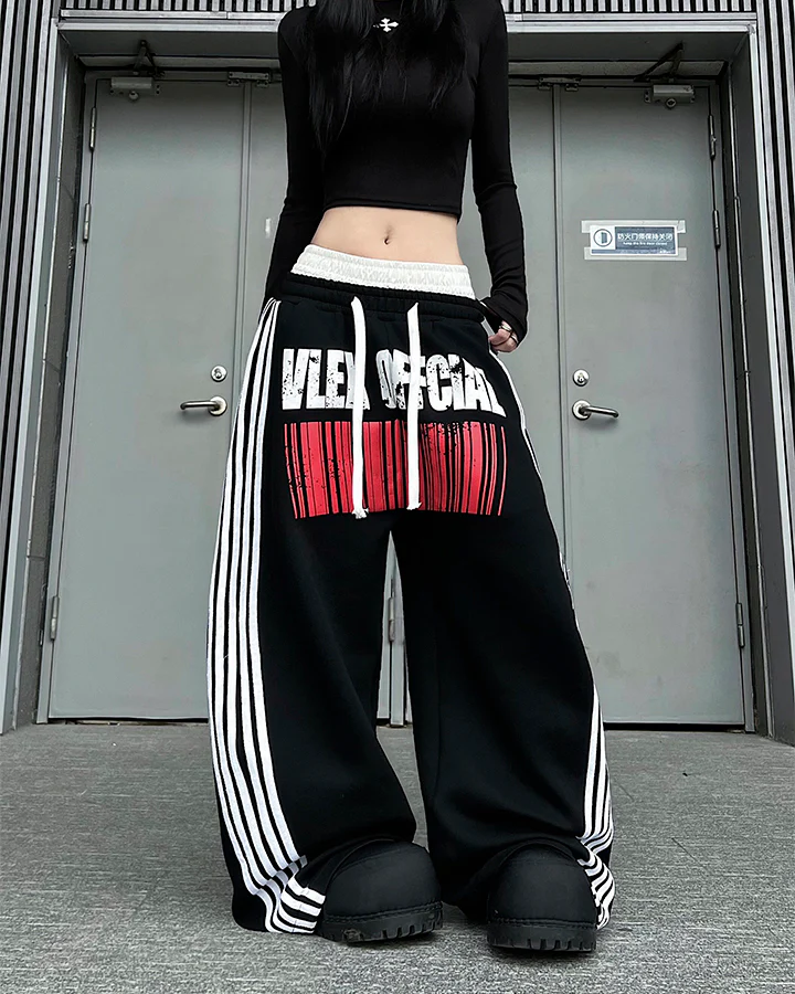 Double Waist Washed Side Stripe Sweatpants - Image 2