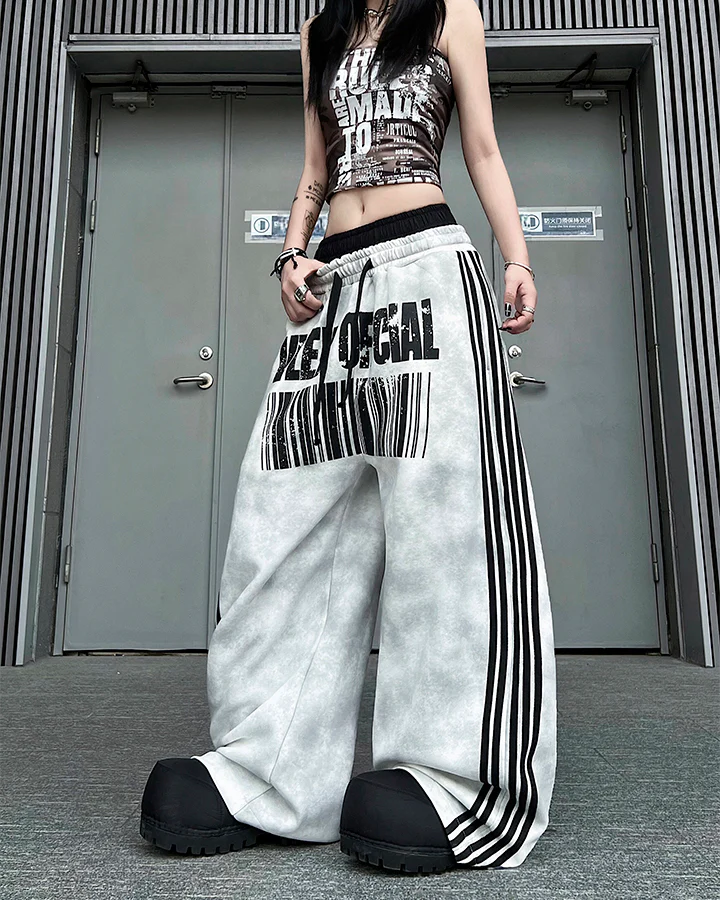 Double Waist Washed Side Stripe Sweatpants - Image 3