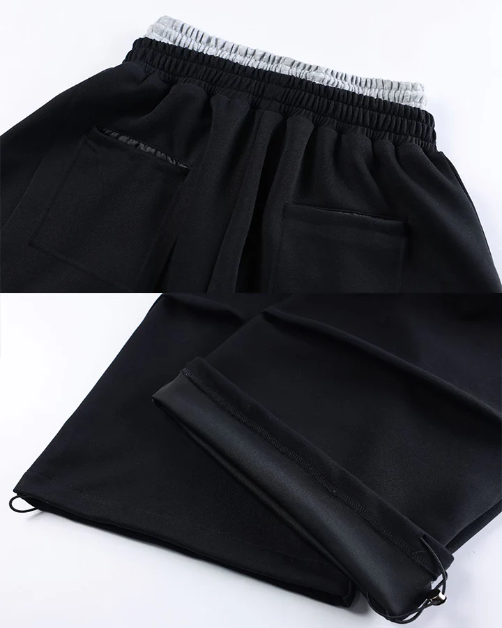 Double Waistband Number Patch Wide Leg Sweatpants - Image 10