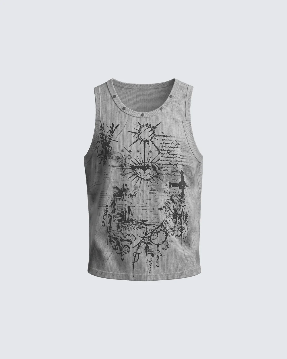 American Vintage Graphic Studded Sleeveless Tank Top - Image 2