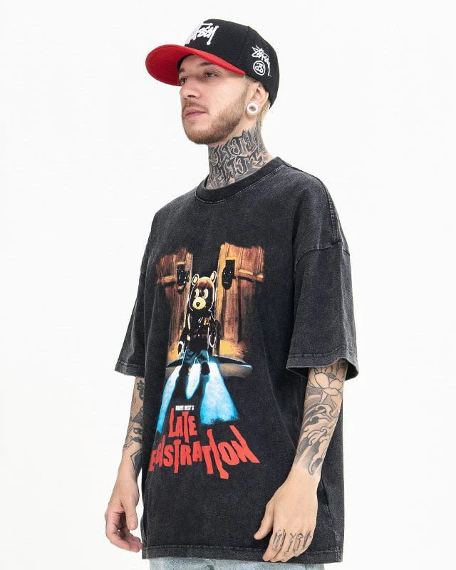Dropout Bear Print Vintage Short Sleeve T-shirt - Image 4