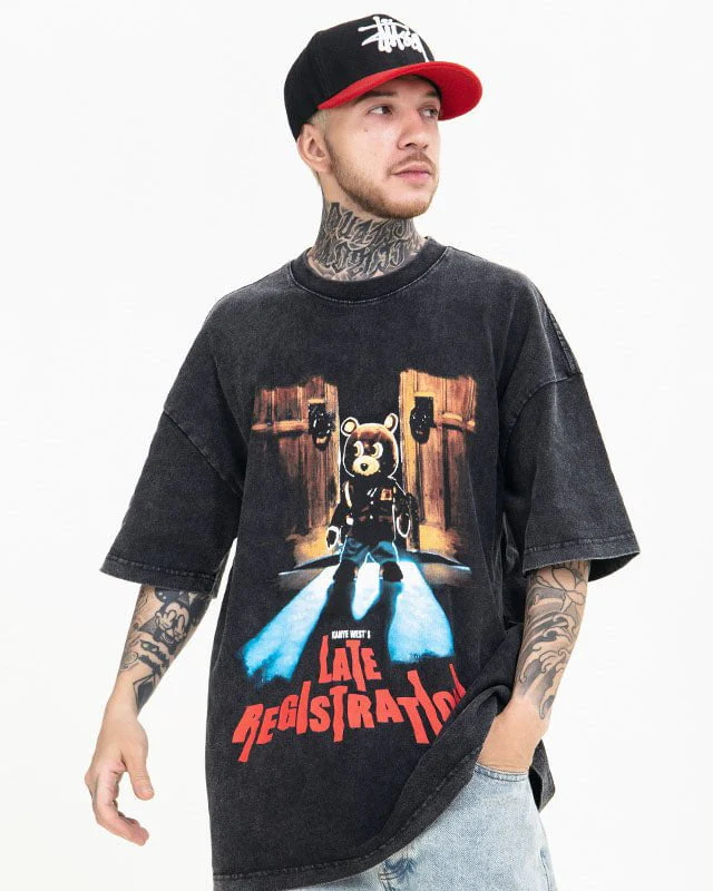 Dropout Bear Print Vintage Short Sleeve T-shirt - Image 5