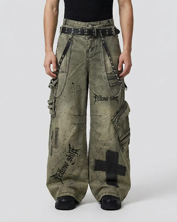 Dual-Waist Paint-Splash Cargo Pants - Image 2