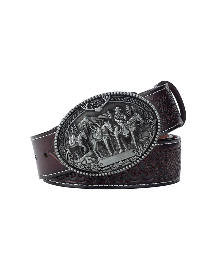 Embossed Western Leather Belt - Image 3