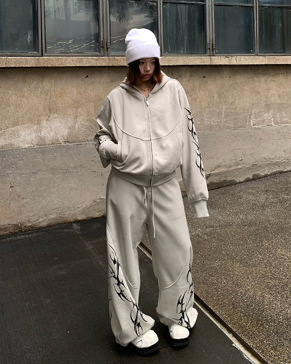 Embroidered Graphic Wide-Leg Sweatpants - Image 5