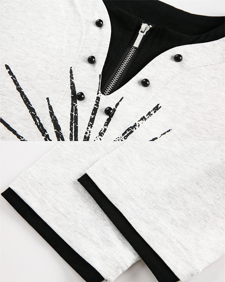 Fake Two-Piece Long Sleeve Zipper Tee - Image 10