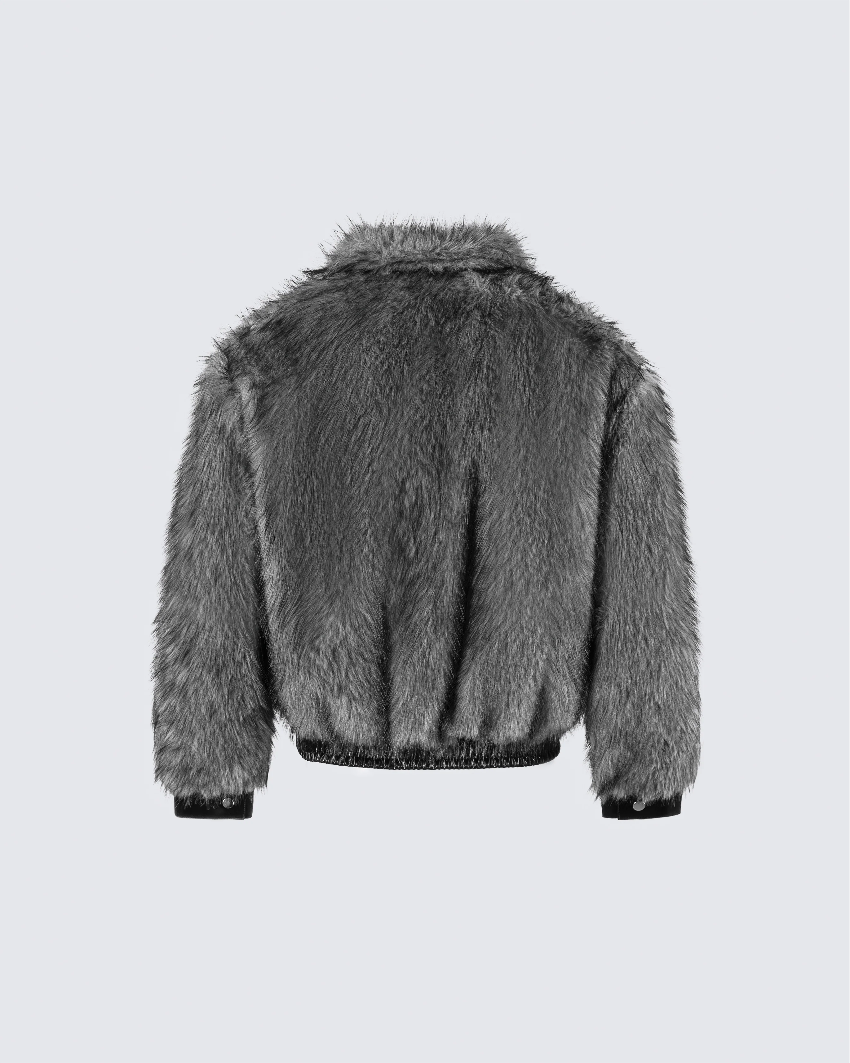 Faux Fur Bomber Jacket with Leather Details - Image 4