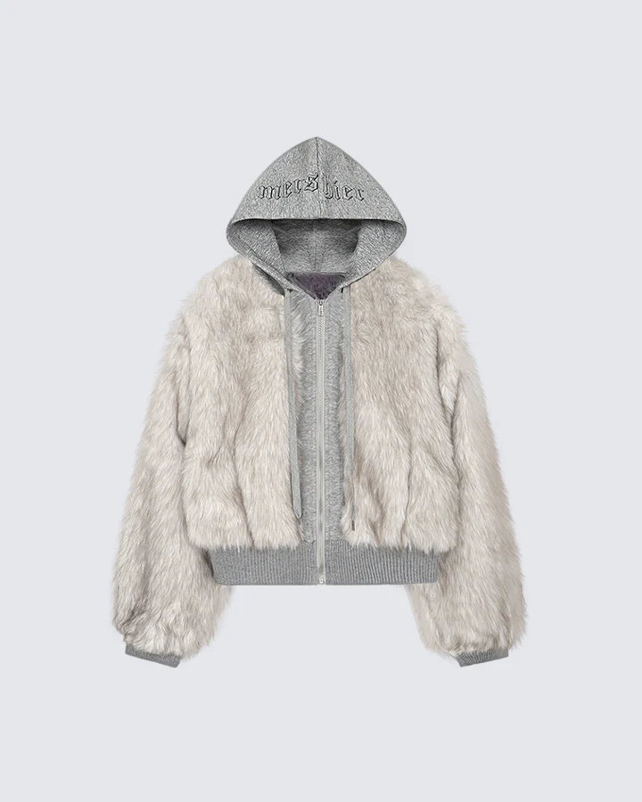 Faux Fur Layered Hooded Jacket - Image 2