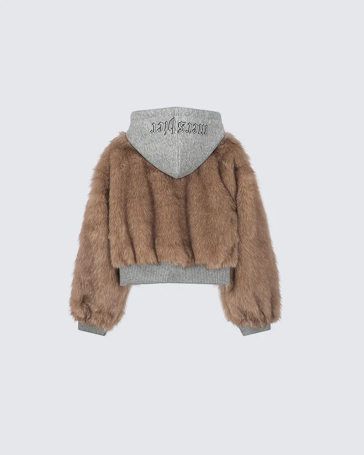 Faux Fur Layered Hooded Jacket - Image 3