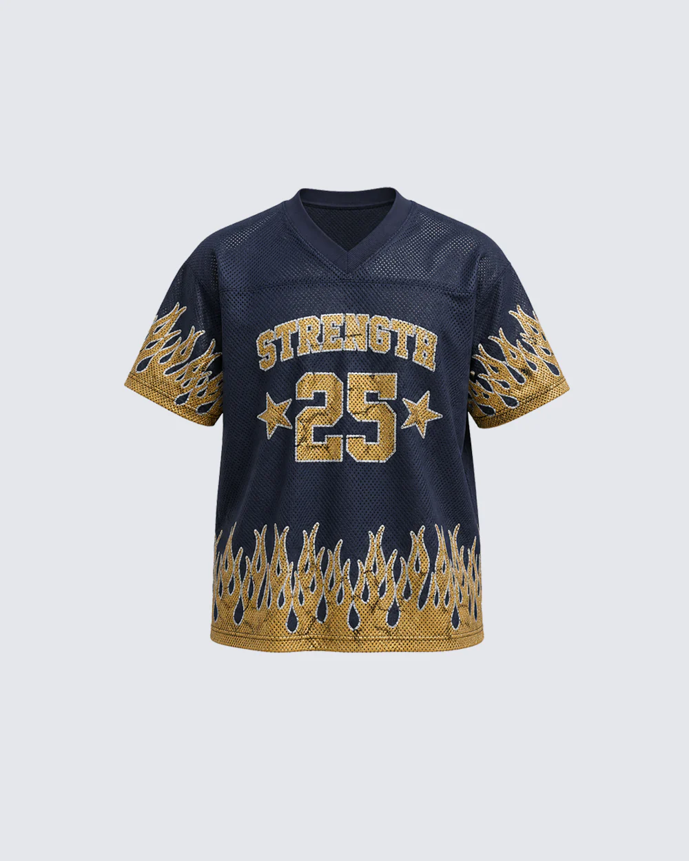 Flame Print Mesh Jersey Casual Tee