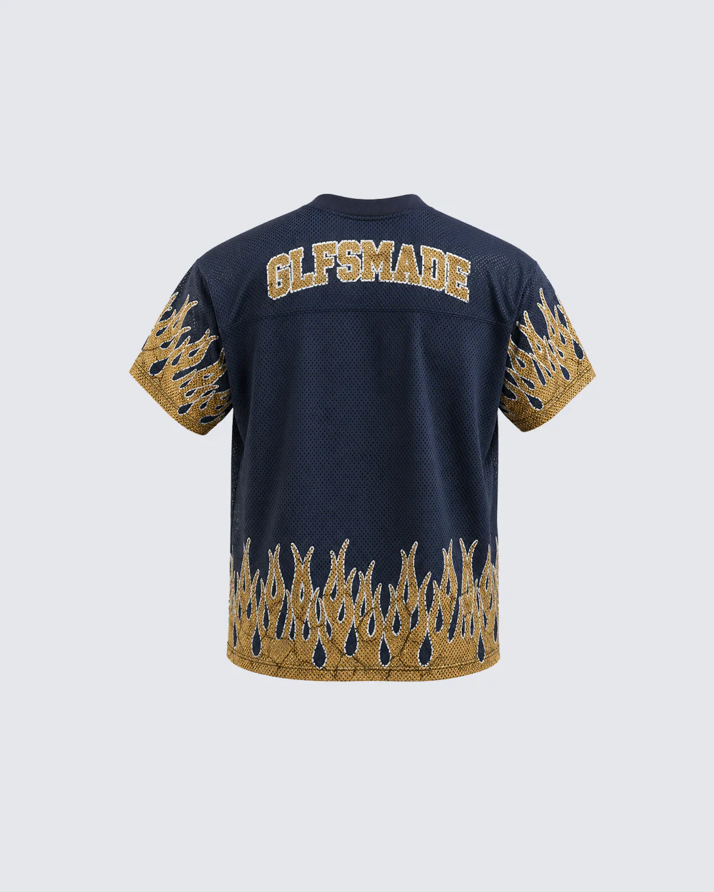 Flame Print Mesh Jersey Casual Tee - Image 2