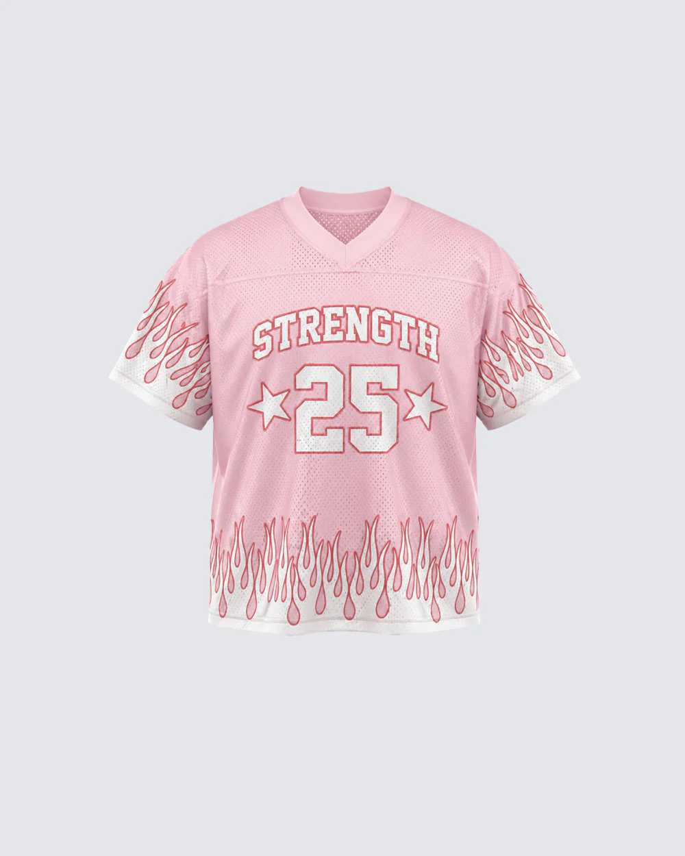 Flame Print Mesh Jersey Casual Tee - Image 3