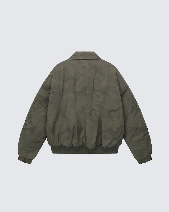 Ruched Sleeve Fleece-Lined Bomber Jacket - Image 3