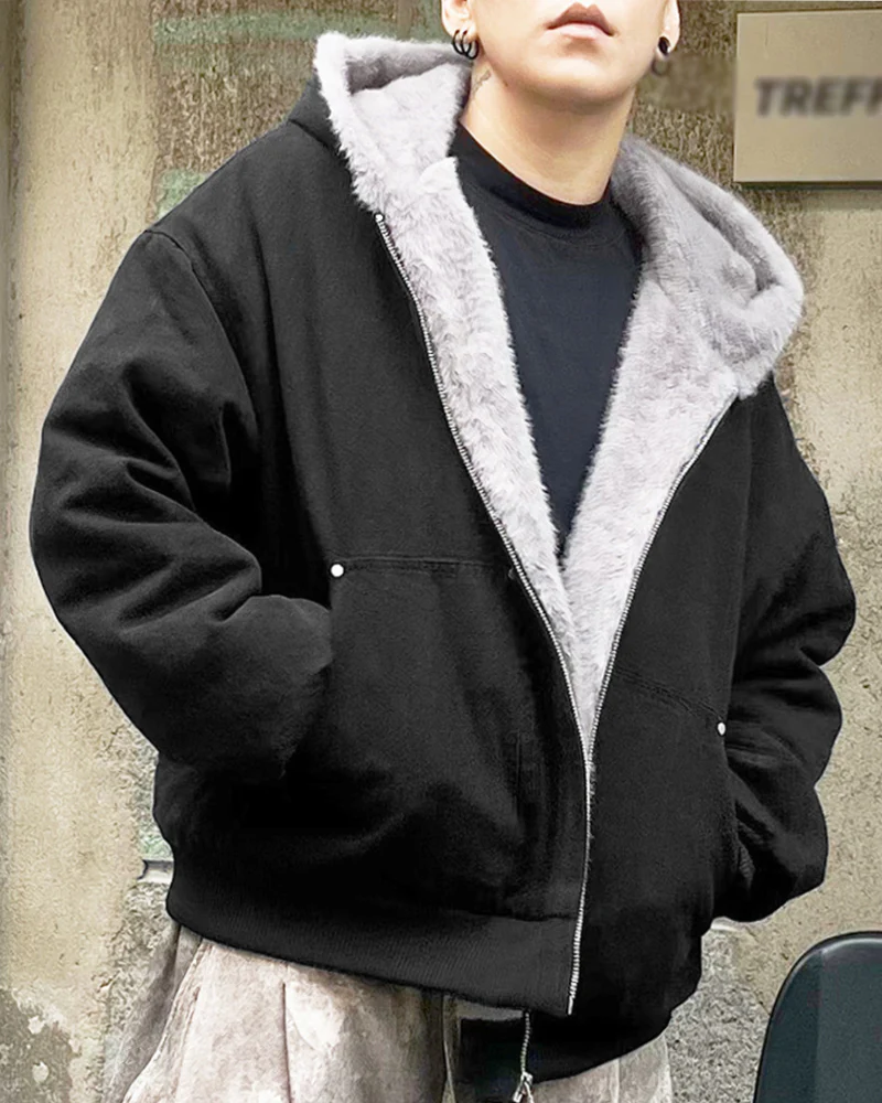 Fur-Collar Thickened Hooded Cotton Jacket - Image 2
