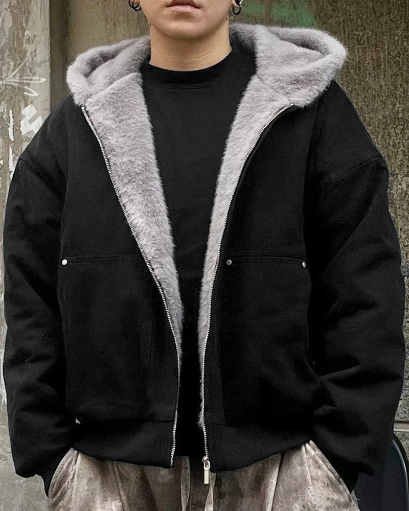 Fur-Collar Thickened Hooded Cotton Jacket - Image 3