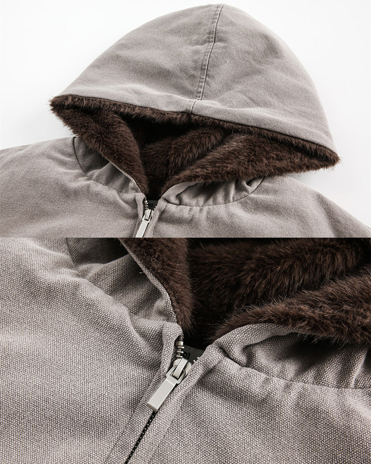 Fur-Collar Thickened Hooded Cotton Jacket - Image 4