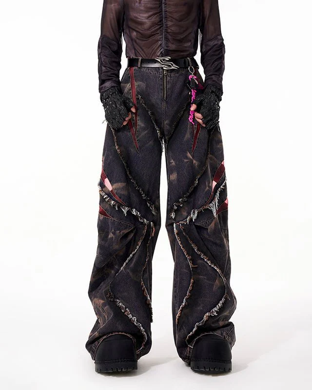 KIIKIO Distressed Ripped Denim Pants – Streetwear with Unique Torn Details - Image 2