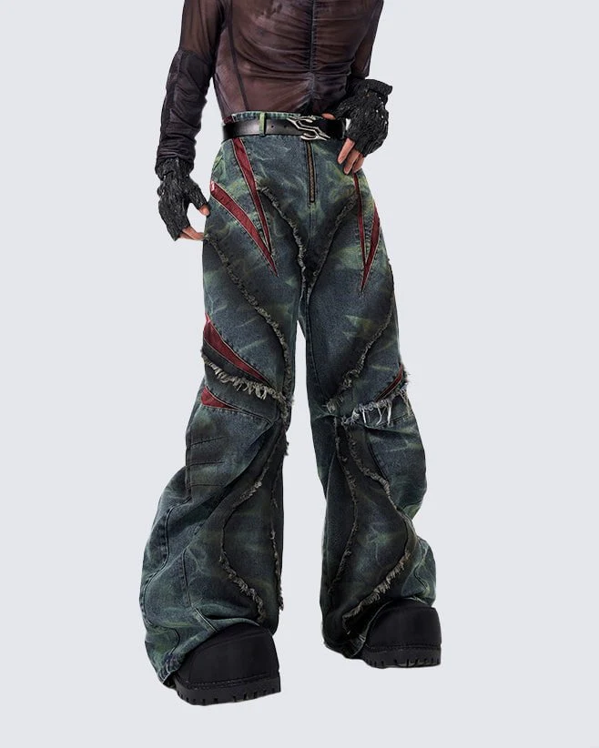 KIIKIO Distressed Ripped Denim Pants – Streetwear with Unique Torn Details - Image 7