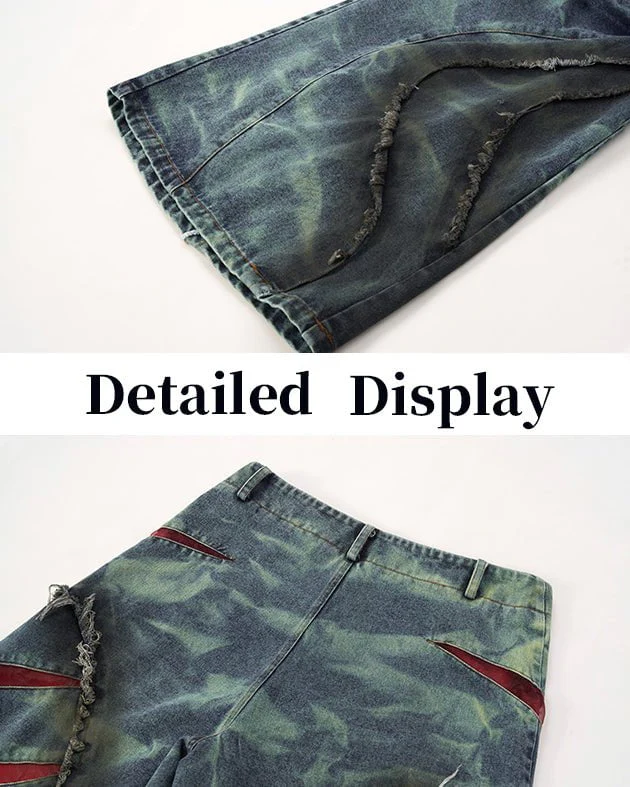 KIIKIO Distressed Ripped Denim Pants – Streetwear with Unique Torn Details - Image 9