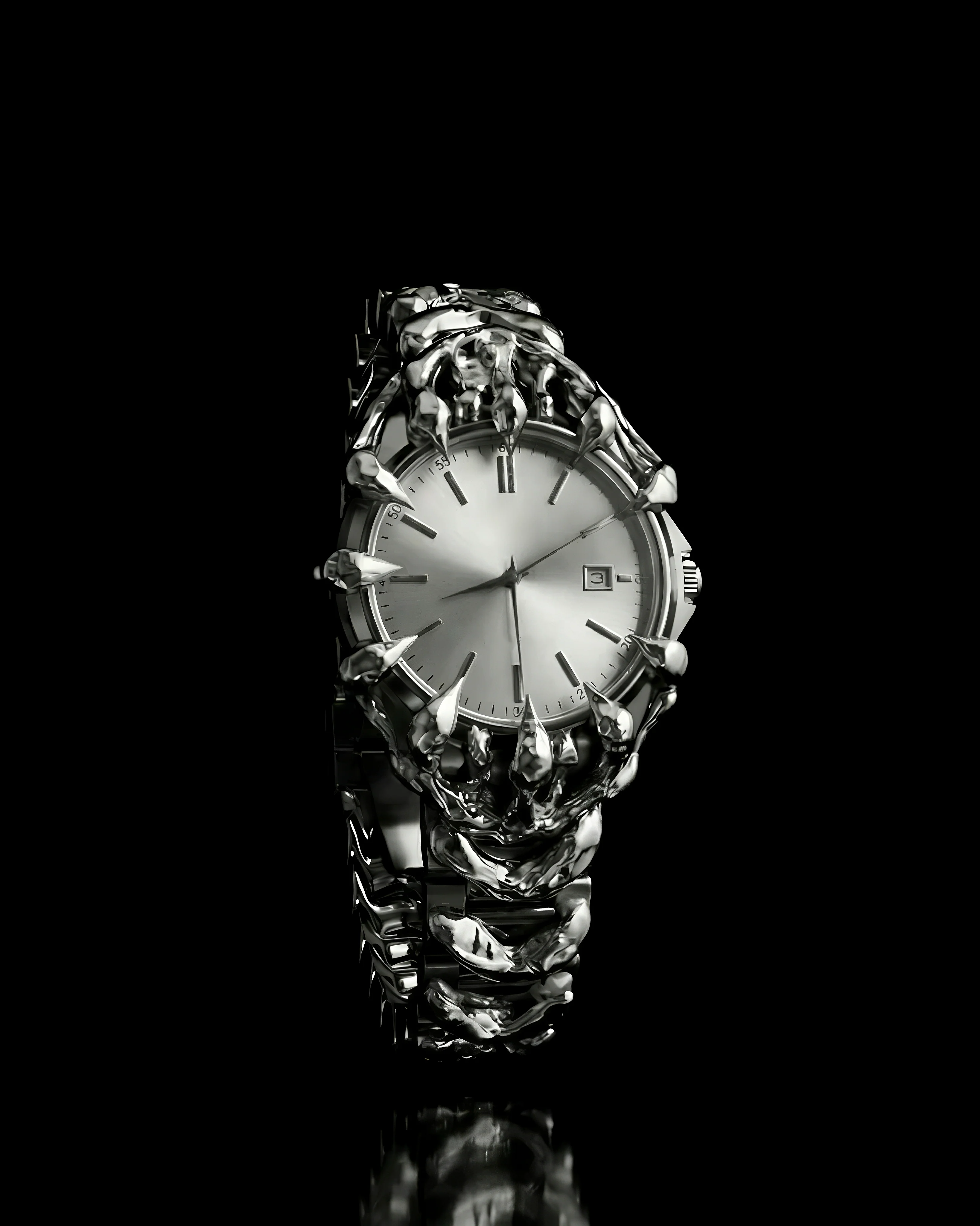 Futuristic Sculptural Metal Watch - Image 8