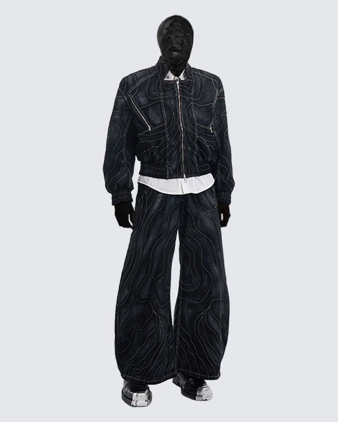 Futuristic Wide-Leg Denim Pants - Image 5