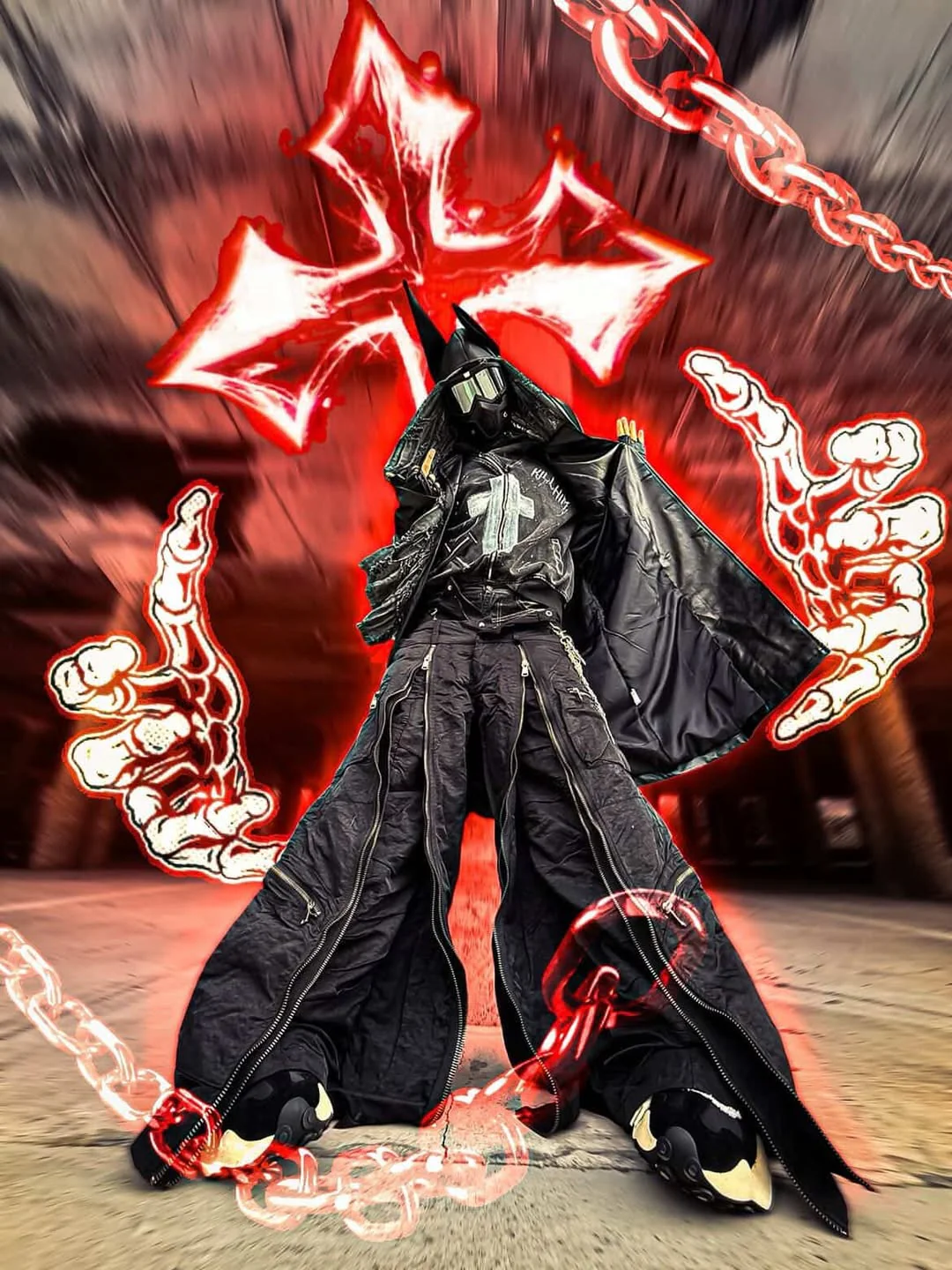 Futuristic Zipper Cargo Pants - Image 2