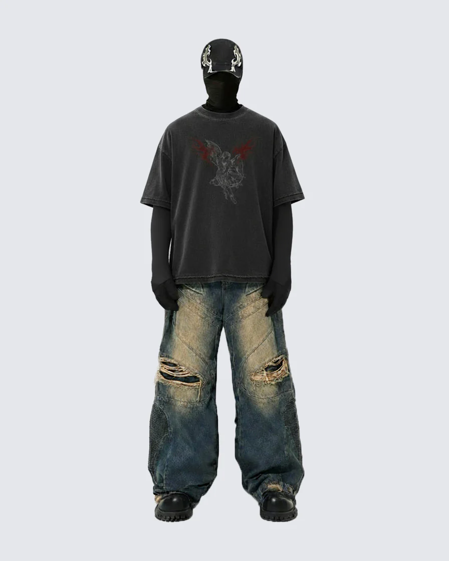 Gothic Angel Graphic Oversized T-shirt - Image 4