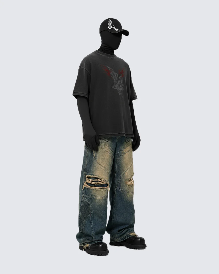 Gothic Angel Graphic Oversized T-shirt - Image 5