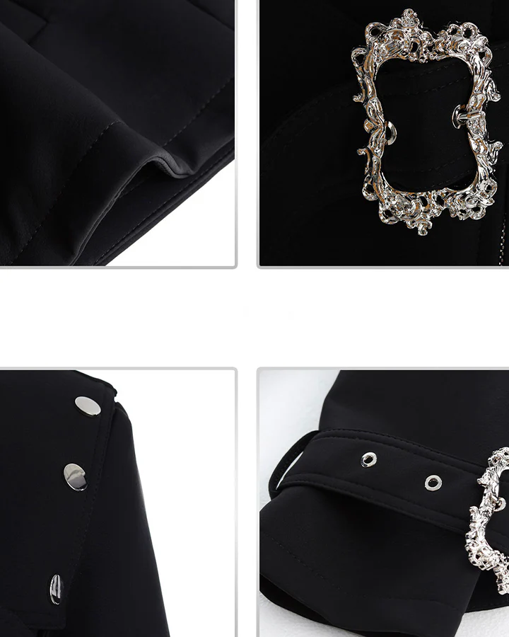 Gothic Buckle Strap Cropped Jacket - Image 11