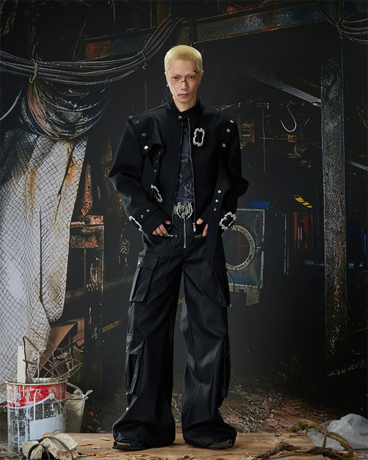 Gothic Buckle Strap Cropped Jacket - Image 6