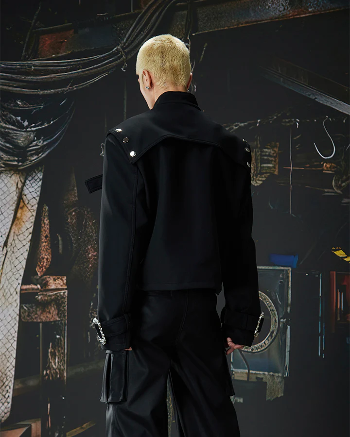 Gothic Buckle Strap Cropped Jacket - Image 9