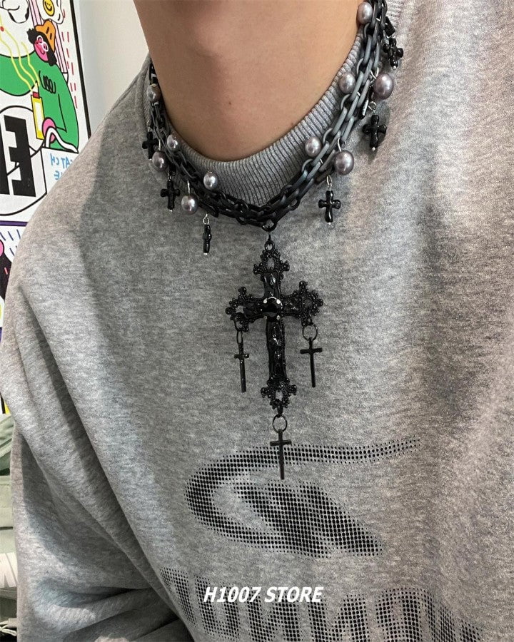 Gothic Cross Layered Necklace - Image 2