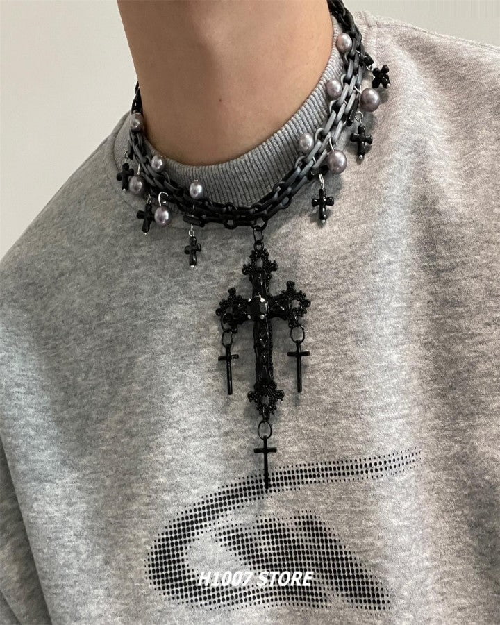 Gothic Cross Layered Necklace - Image 5