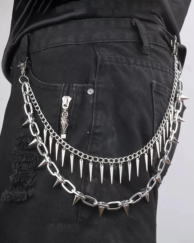 Gothic Dark Punk Studded Double-Layer Pant Chain - Image 2