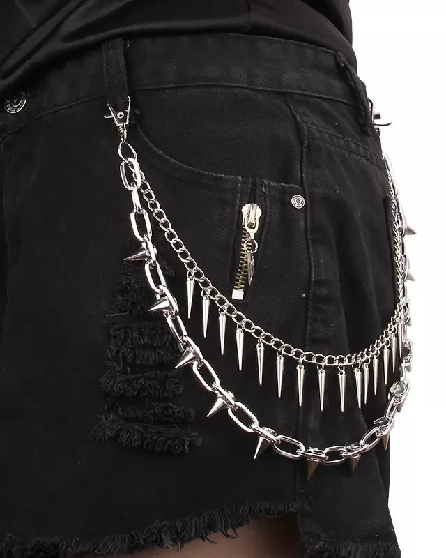 Gothic Dark Punk Studded Double-Layer Pant Chain - Image 3