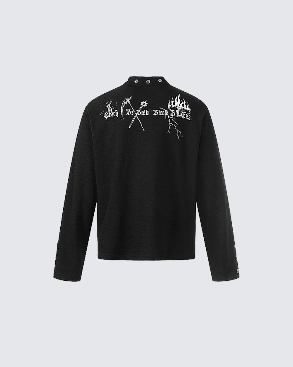 Gothic Graphic Studded Collar Long Sleeve Tee - Image 2
