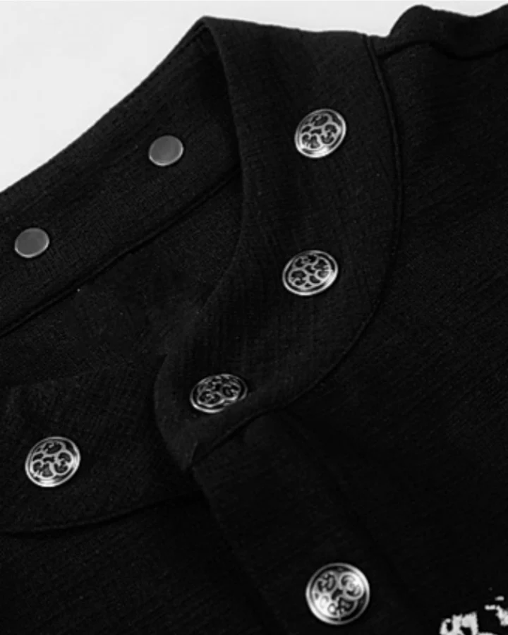 Gothic Graphic Studded Collar Long Sleeve Tee - Image 6