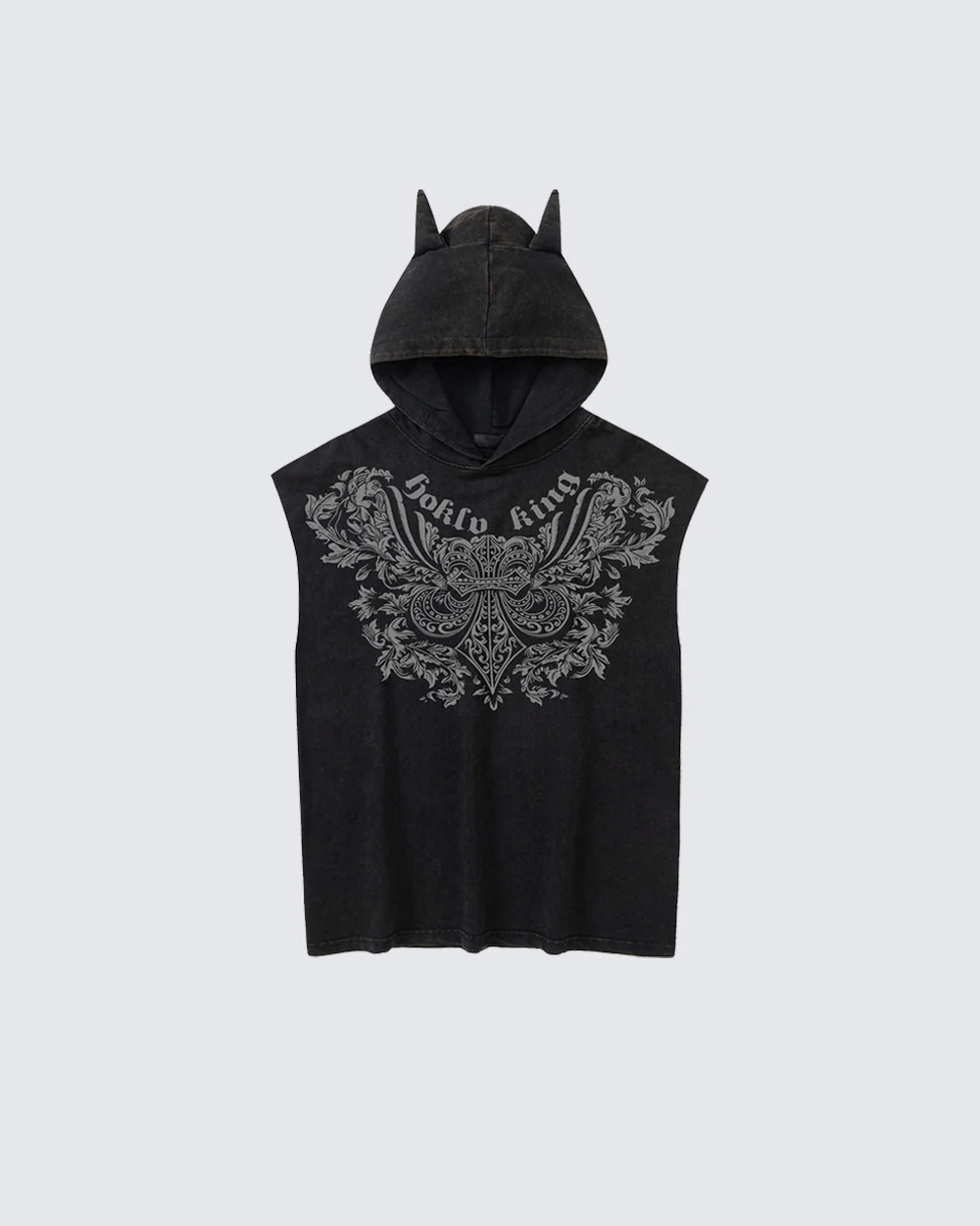 Gothic Hooded Sleeveless Denim Top