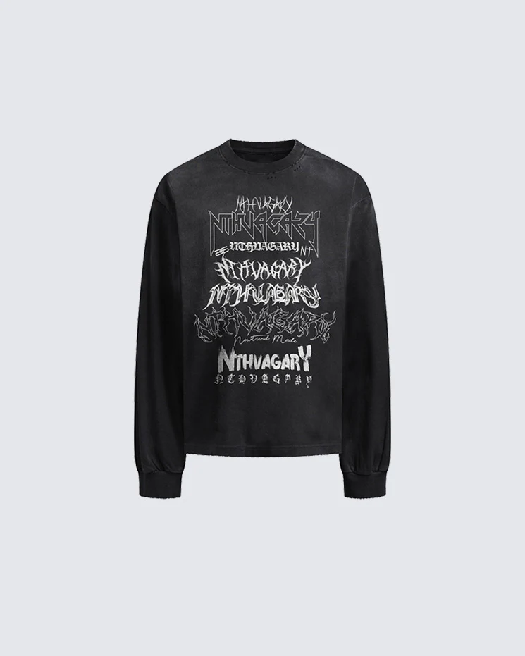 Gothic Letter Graffiti Long Sleeve T-Shirt
