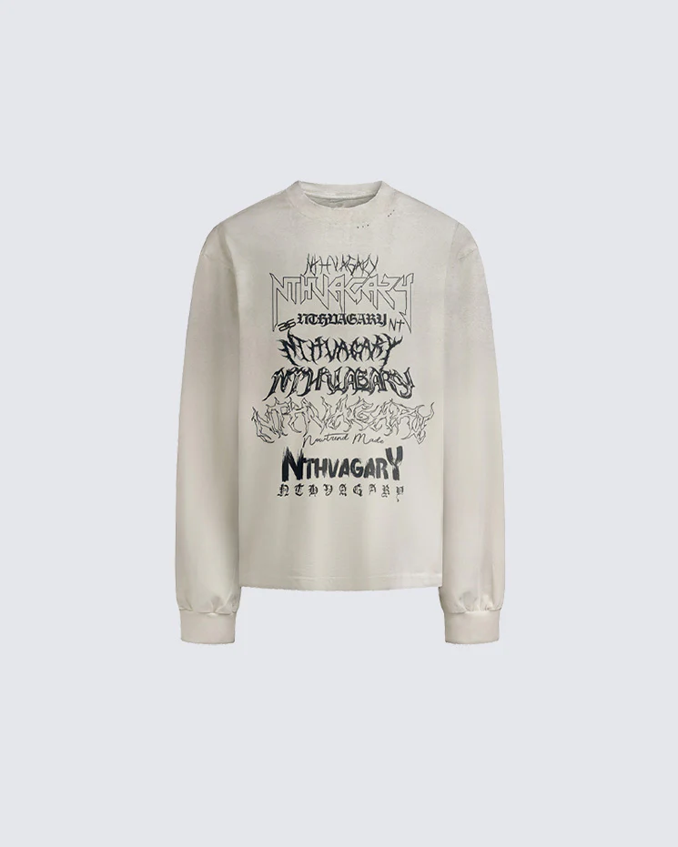 Gothic Letter Graffiti Long Sleeve T-Shirt - Image 3