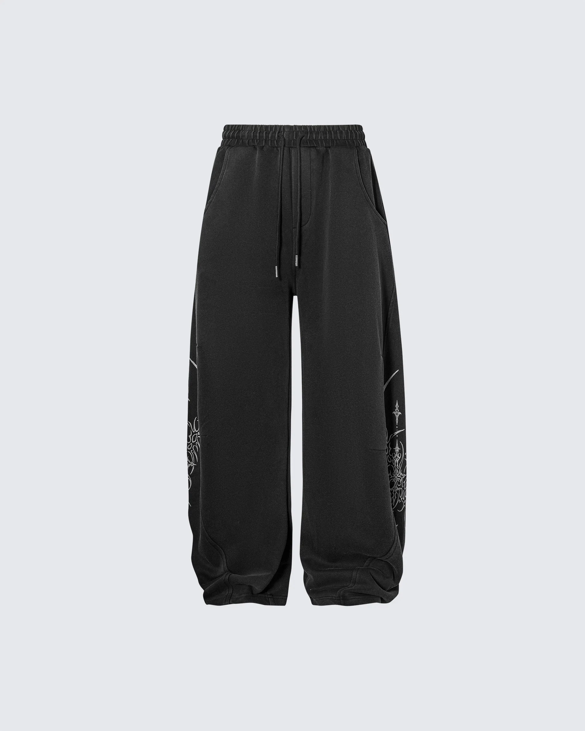Gothic Print Loose Sports Casual Tracksuit - Image 6